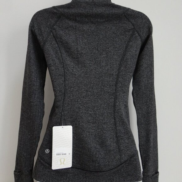 NWT LULULEMON HHBB/BLK Herringbone Black Ultra Soft Think Fast Pullover LS Top 4 - Picture 6 of 7